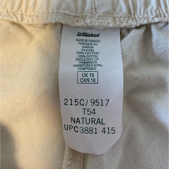 π2/$20 Vintage St. Michael Plus Sz 16 Cotton Pull On Ivory Pleated Trousers - Picture 5 of 6